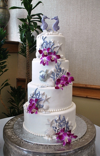 Wedding Cakes Sarasota
 Purple&white Beach Theme wedding cake Lido Beach resort Sa