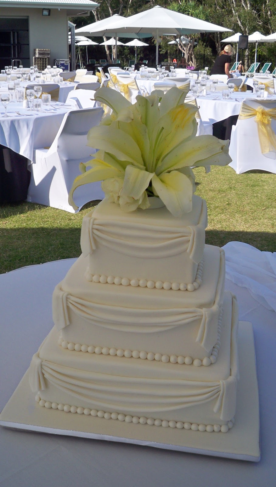 Wedding Cakes Square
 elegant white square wedding cake with draping