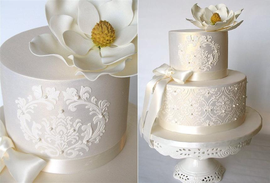 Wedding Cakes Stencils
 Stencilled Lace Wedding Cakes – Cake Geek Magazine