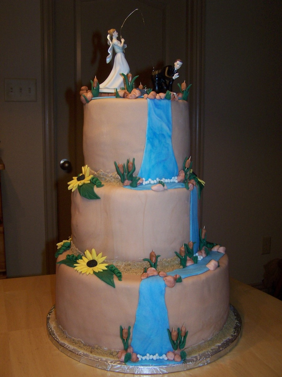 Wedding Cakes Themes
 Rustic Fishing outdoors Themed Wedding Cake CakeCentral