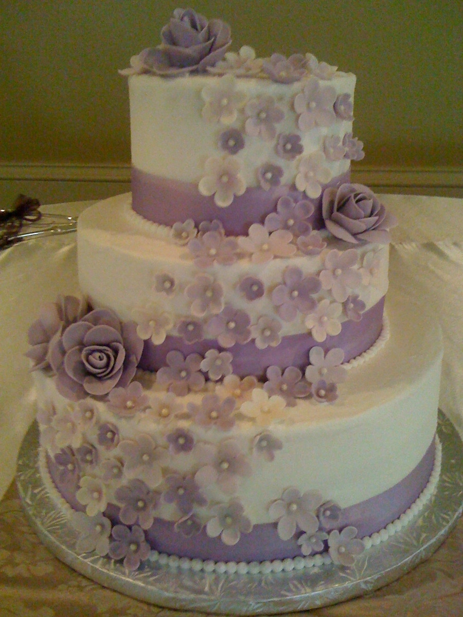 Wedding Cakes Three Tier
 Purple 3 Tier Wedding Cake CakeCentral