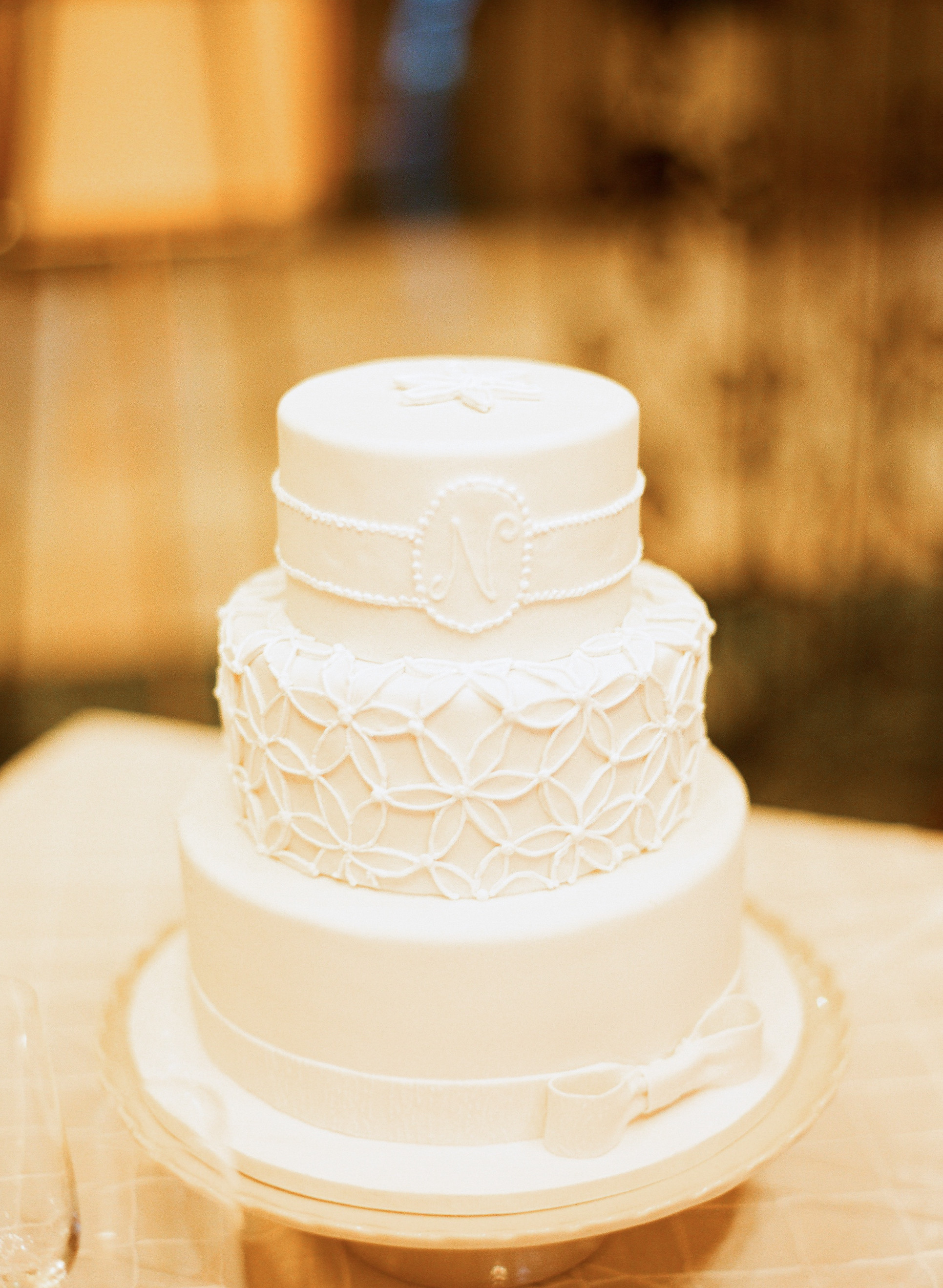 Wedding Cakes Three Tiers
 Three Tier Monogrammed White Wedding Cake Elizabeth Anne