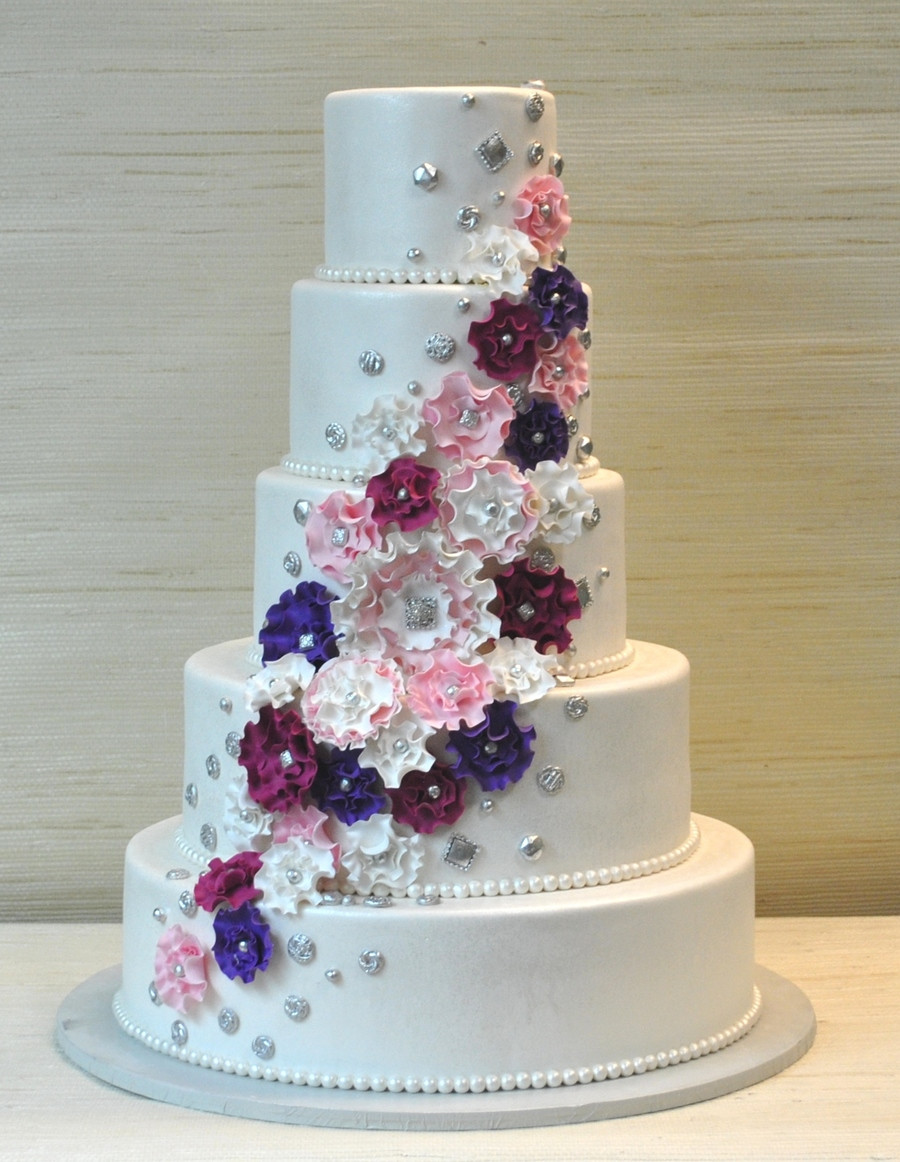 Wedding Cakes Tiered
 Extraordinary 5 Tier Wedding Cake With Fantasy Ruffled Gum