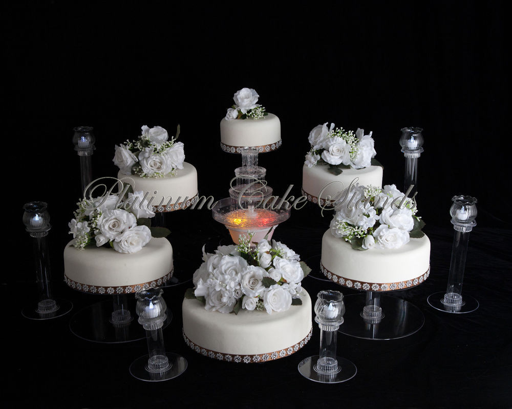 Wedding Cakes Tiers
 6 TIER CASCADE WEDDING CAKE STAND W FOUNTAIN & 6 VOTIVE