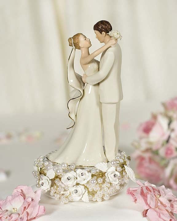 Wedding Cakes Tops
 Vintage Rose Pearl Wedding Cake Topper