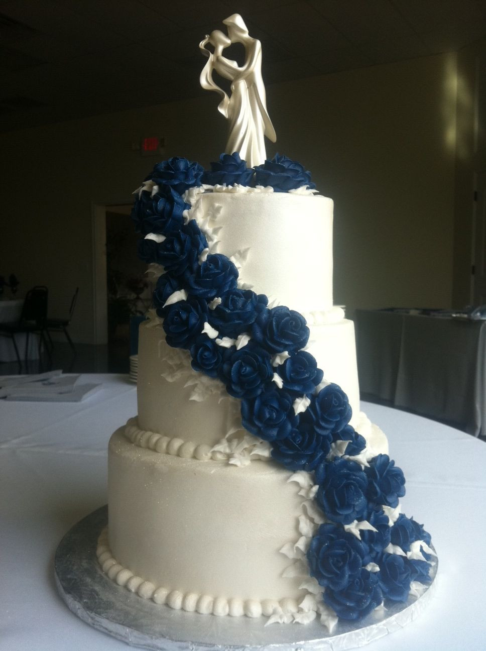 Wedding Cakes Tulsa Ok
 Blue buttercream rose wedding cake allthingscakeshop