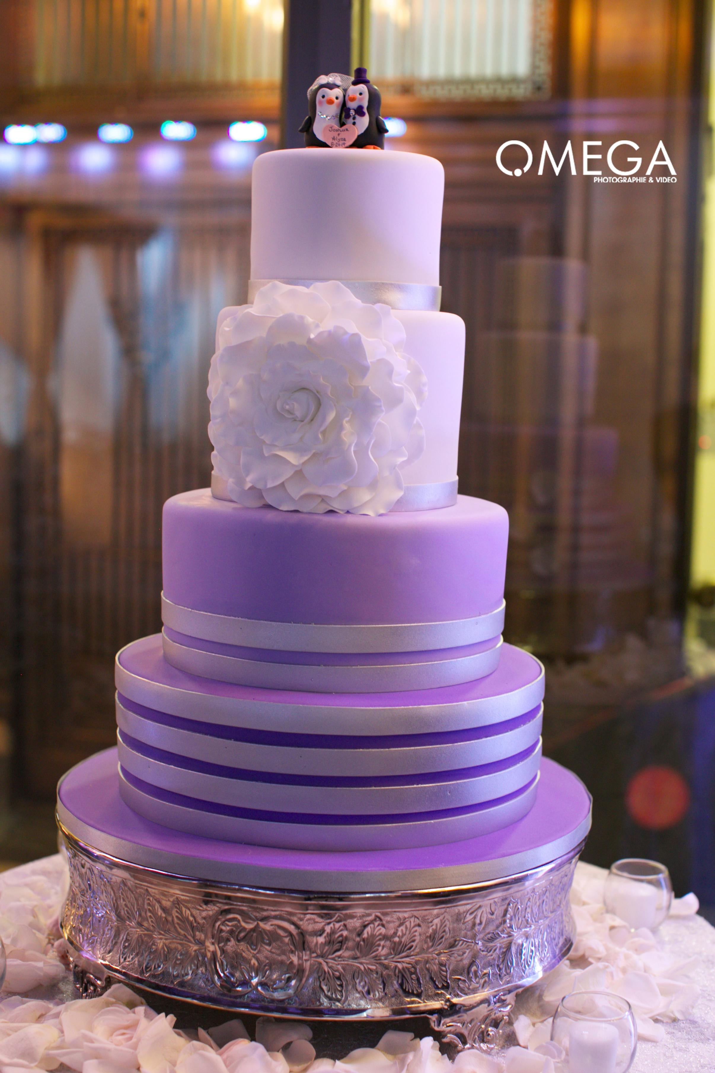 Wedding Cakes Video
 Purple tiered wedding cake