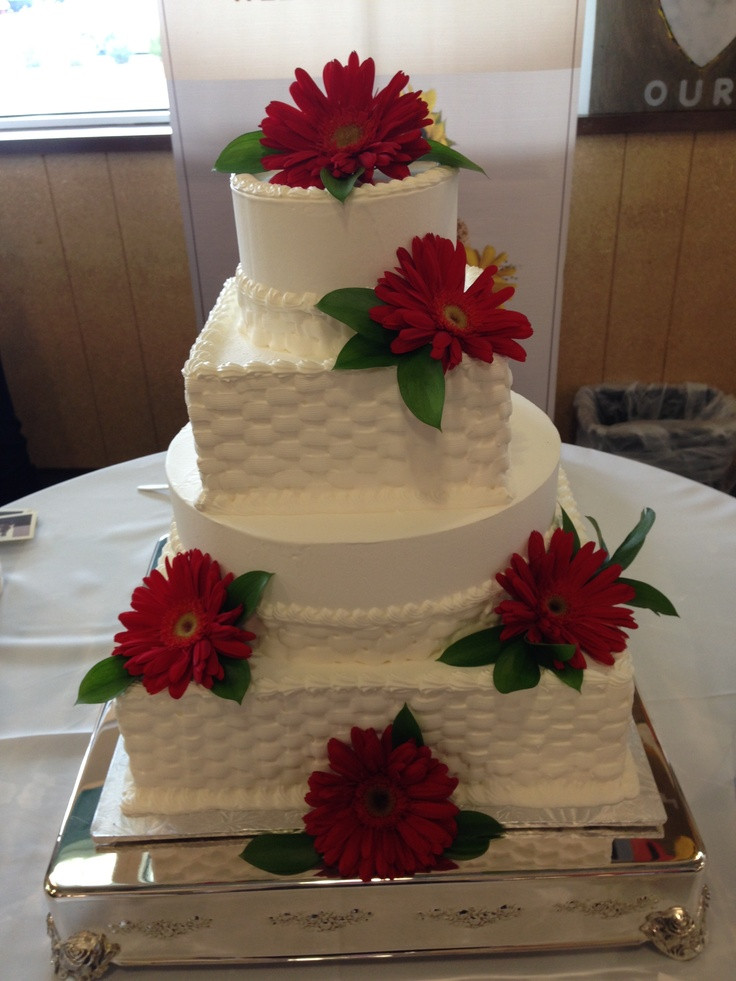 Wedding Cakes Whole Foods
 Whole Foods Market wedding cake red daisies