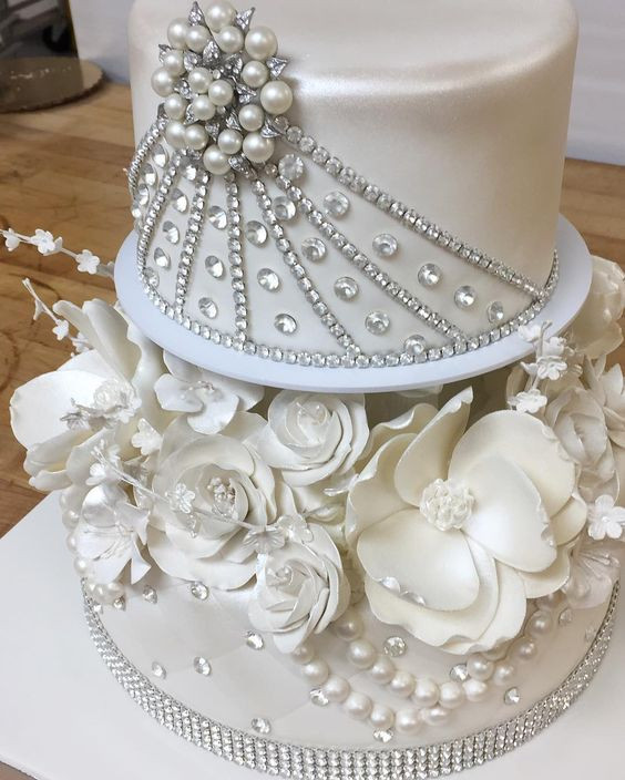 Wedding Cakes With Bling
 Bling and flowers never go out of style