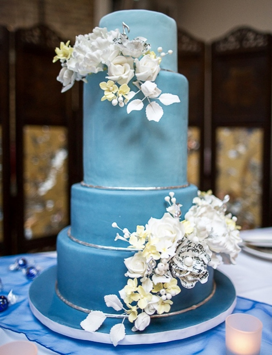 Wedding Cakes With Blue
 Ombre Blue Wedding Cake CakeCentral