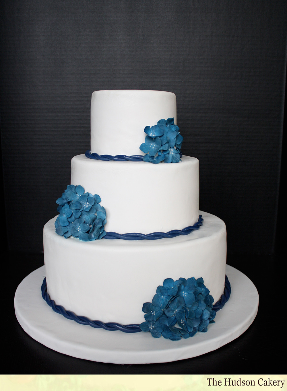 Wedding Cakes With Blue
 Navy Hydrangea Wedding Cake