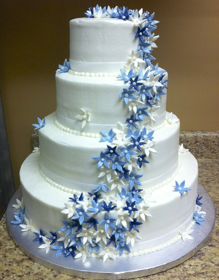 Wedding Cakes With Blue Flowers
 Buffalo Brides Ohlson’s Bakery Wedding Cake with Blue