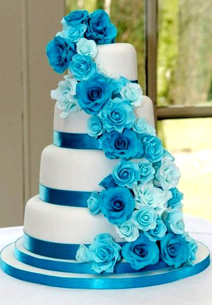 Wedding Cakes With Blue Flowers
 Wedding Cake with Blue Flowers Wedding and Bridal