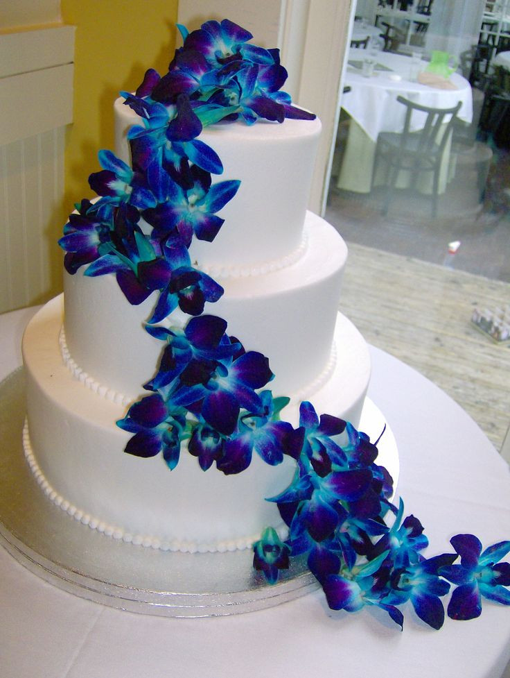 Wedding Cakes With Blue Flowers
 blue dendrobium orchid cake June Wedding