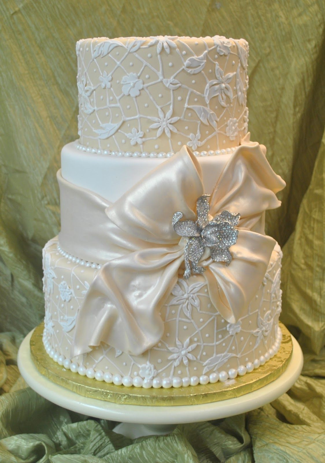 Wedding Cakes With Bows
 Cake ribbons bows drapes on Pinterest