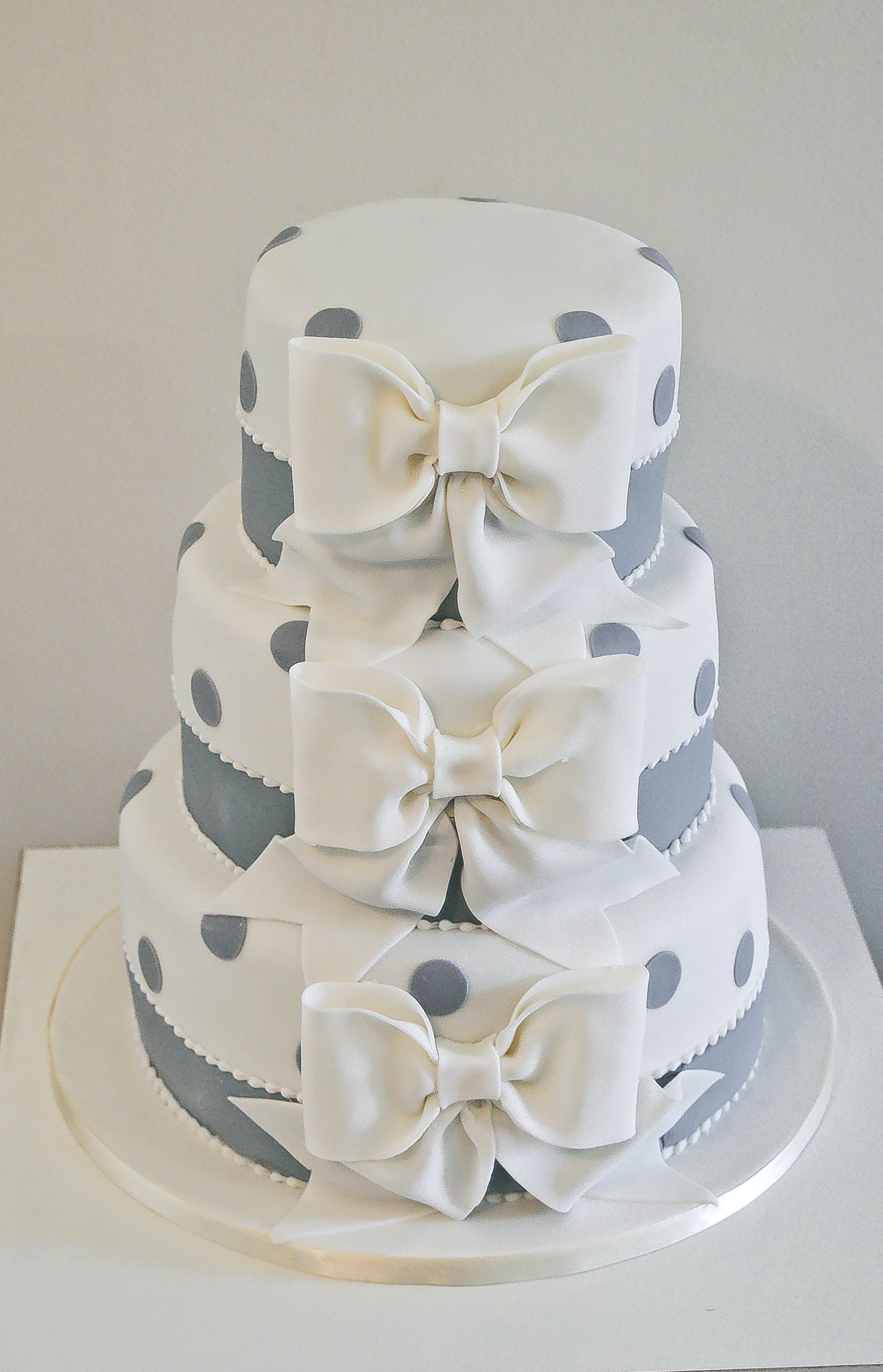 Wedding Cakes With Bows
 Bow polka dot wedding cake My Work Pinterest