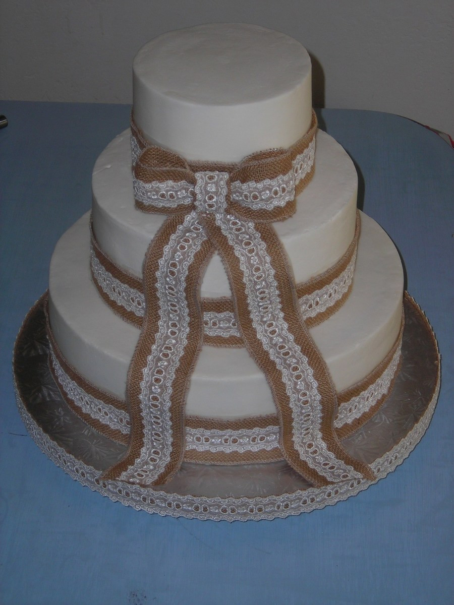 Wedding Cakes With Burlap
 Burlap & Lace Wedding Cake CakeCentral