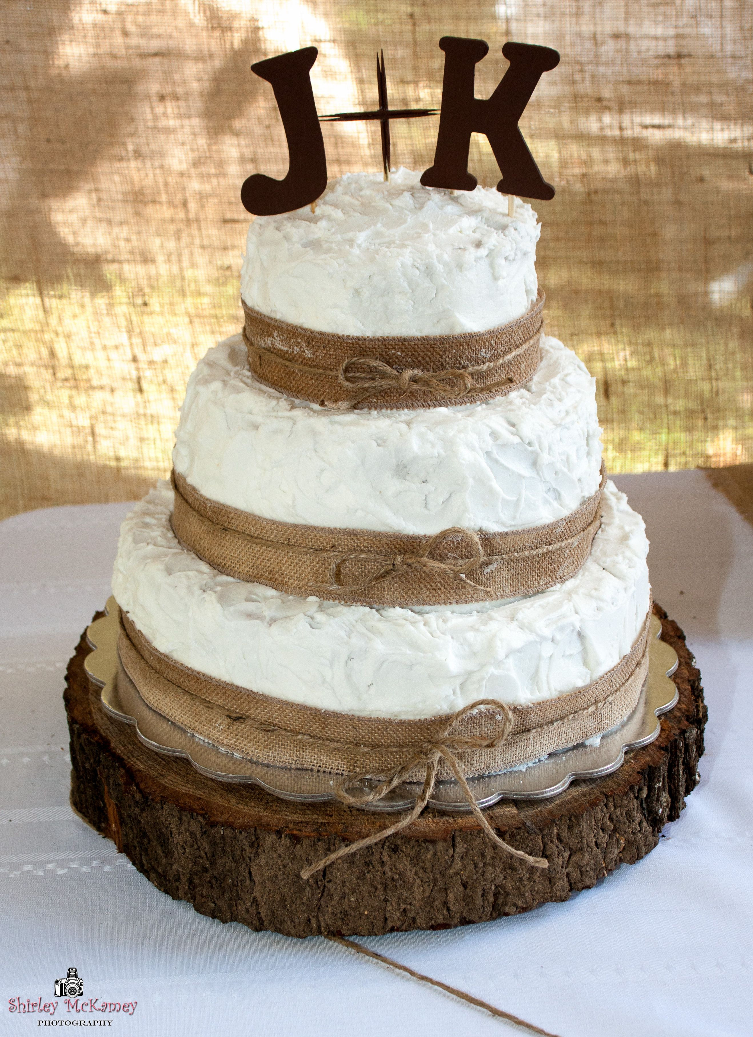 Wedding Cakes With Burlap Ribbon
 3 Tier Wedding Cake… Decorated With Burlap Ribbon & Twine