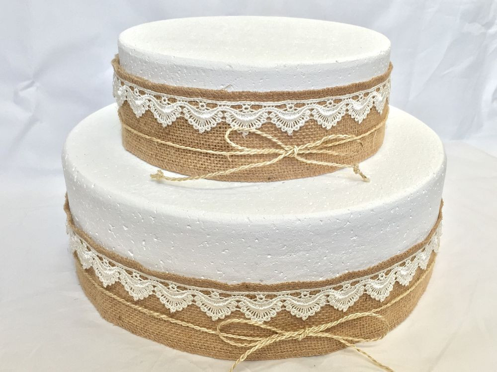 Wedding Cakes With Burlap Ribbon
 Natural Rustic Wedding Birthday Bridal Cake Decoration