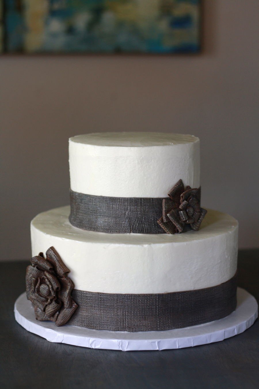 Wedding Cakes With Burlap Ribbon
 Burlap Ribbon Wedding Cake CakeCentral