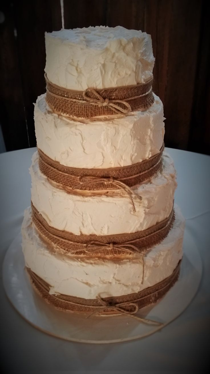 Wedding Cakes With Burlap Ribbon
 180 best images about Wedding Cakes at Barn at Boones Dam