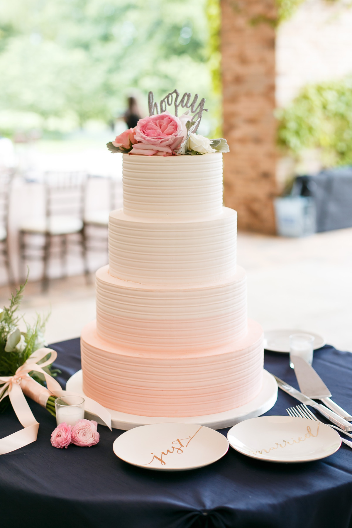 Wedding Cakes With Buttercream Frosting
 Pink Ombre Buttercream Wedding Cake