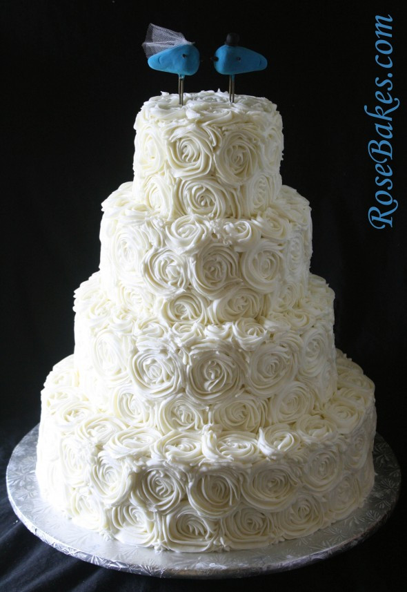 Wedding Cakes With Buttercream Icing
 Ivory Buttercream Roses Wedding Cake with LoveBirds Cake