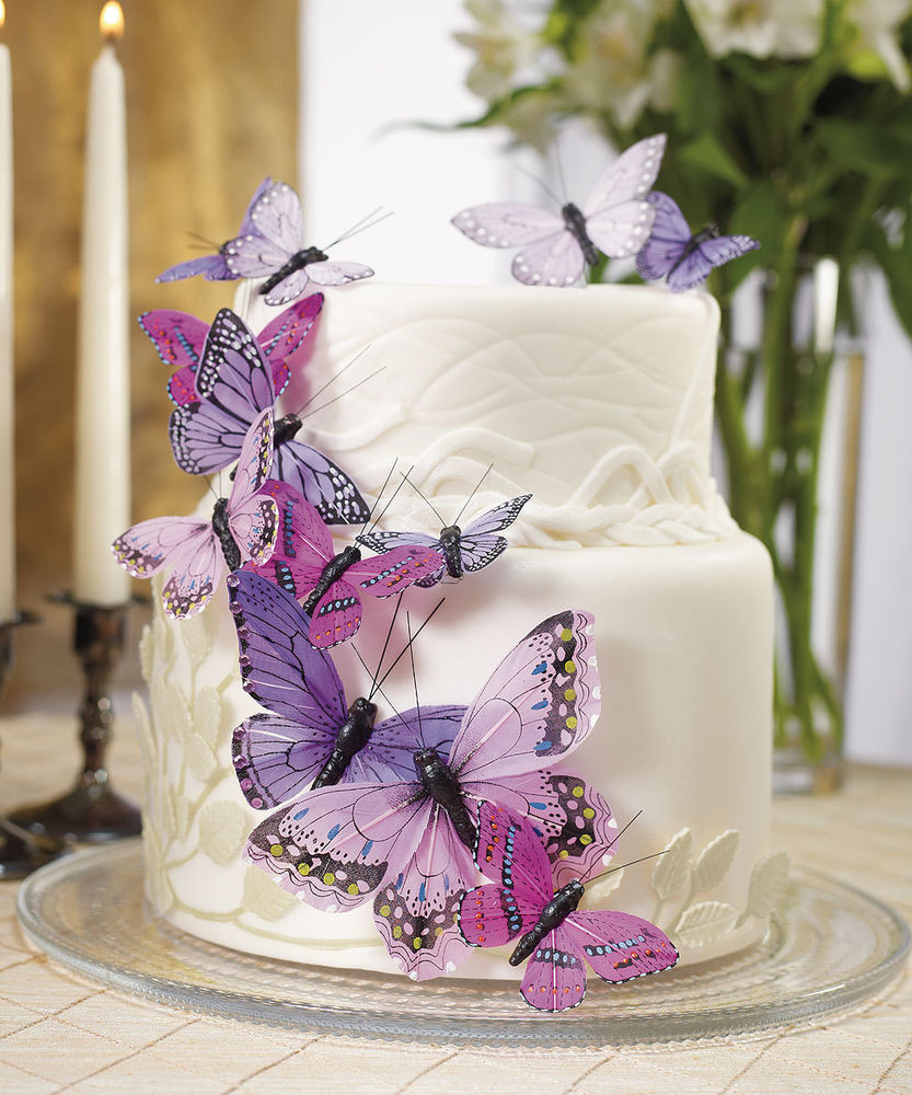 Wedding Cakes With Butterfly
 Purple Butterfly Butterflies Wedding Cake Decorations