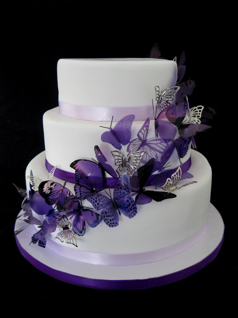 Wedding Cakes With Butterfly
 Purple Butterfly Wedding Cake Rachel