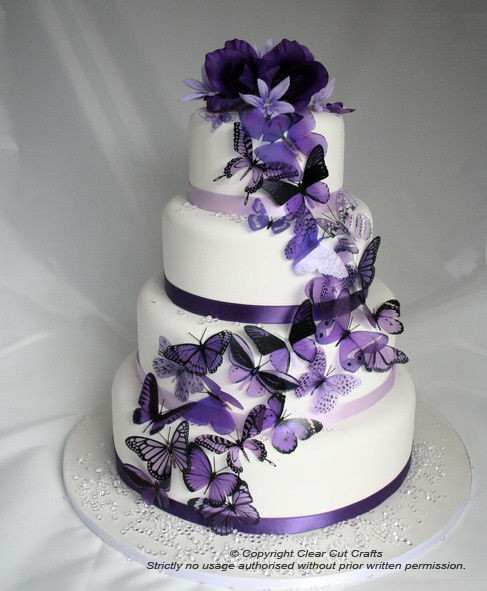 Wedding Cakes With Butterfly
 20 Mixed Purple Butterflies great for Wedding Cakes