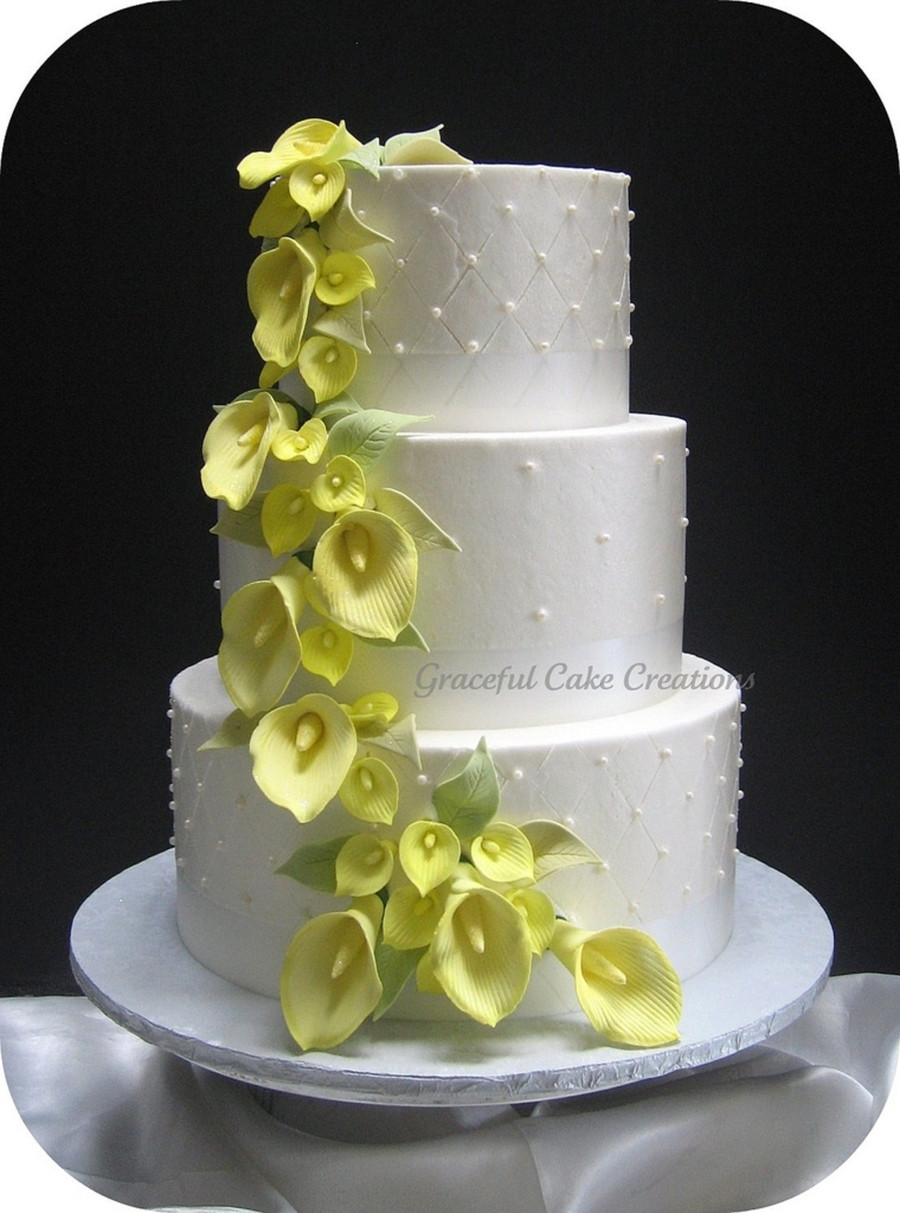 Wedding Cakes With Calla Lilies
 Yellow Calla Lily Wedding Cake CakeCentral