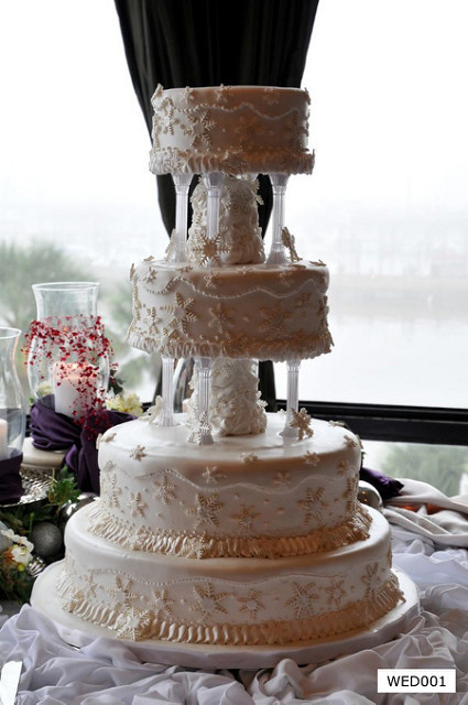 Wedding Cakes With Columns
 WED001 4 tier winter wedding cake with columns and