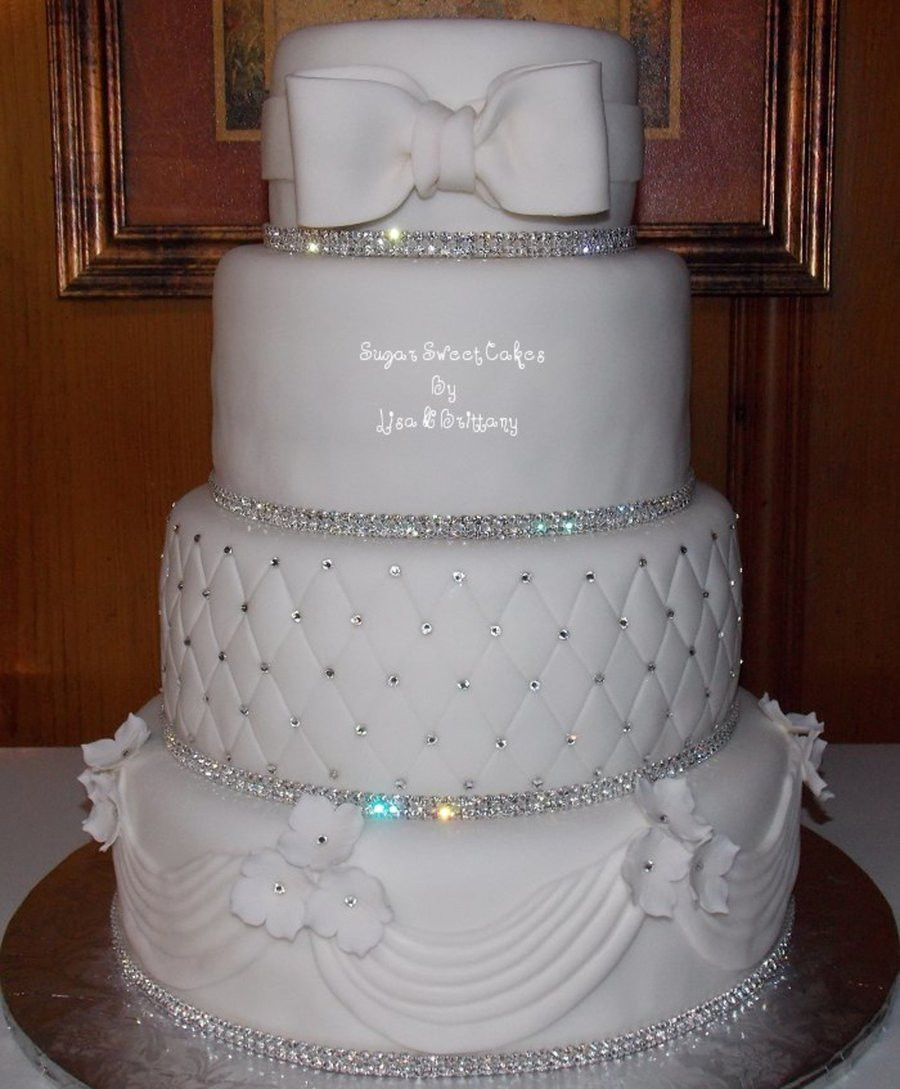 Wedding Cakes With Crystals
 Crystal & White Wedding Cake CakeCentral