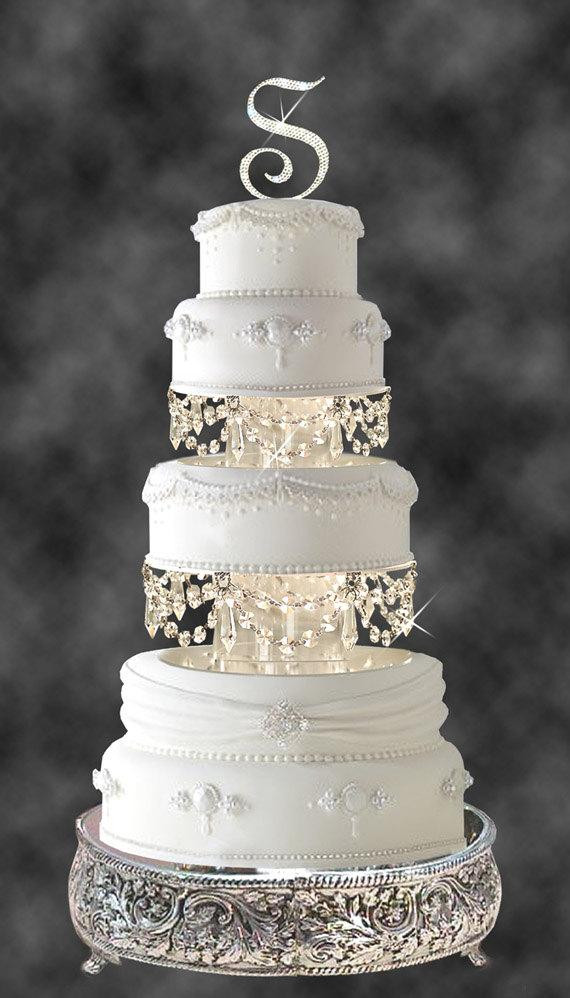Wedding Cakes With Crystals
 Swarovski and Rhinestone Crystal Chandelier Wedding Cake Tier