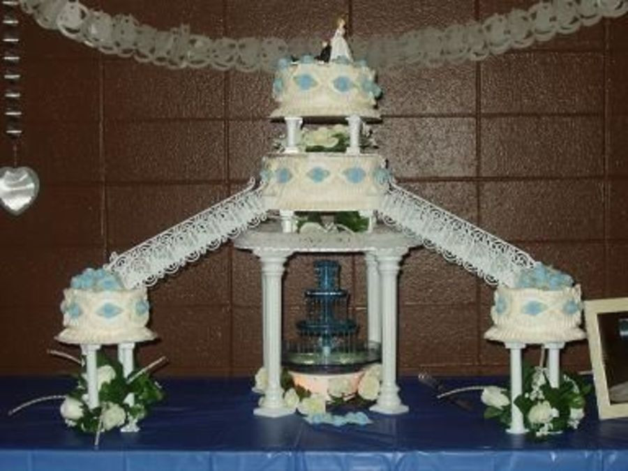 Wedding Cakes With Fountain And Stairs
 Three Tier Wedding Cake With Fountain And Stairs