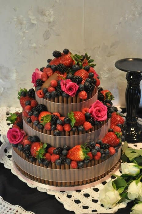 Wedding Cakes With Fruit
 Chocolate and fruit wedding cake cake by Susie CakesDecor