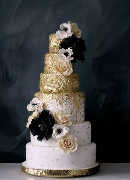 Wedding Cakes With Gold Accents
 49 Amazing Black and White Wedding Cakes