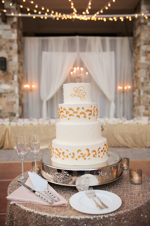 Wedding Cakes With Gold Accents
 White Wedding Cake with Gold Accents Elizabeth Anne