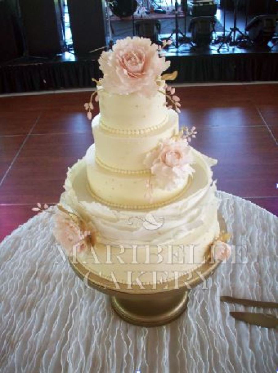 Wedding Cakes With Gold Accents
 Blush And Gold Accents A Buttercream Wedding Cake