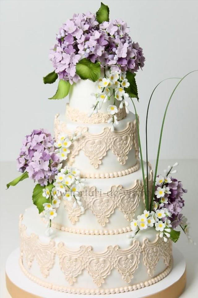 Wedding Cakes With Hydrangeas
 Wedding Cakes Lace And Hydrangea Wedding Cake
