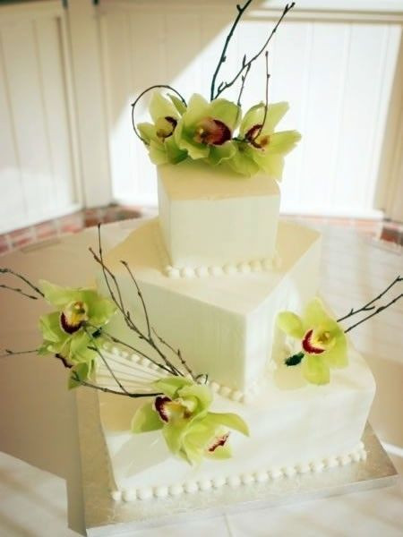 Wedding Cakes With Orchids
 Wedding Cakes Green Orchid Square Wedding Cakes