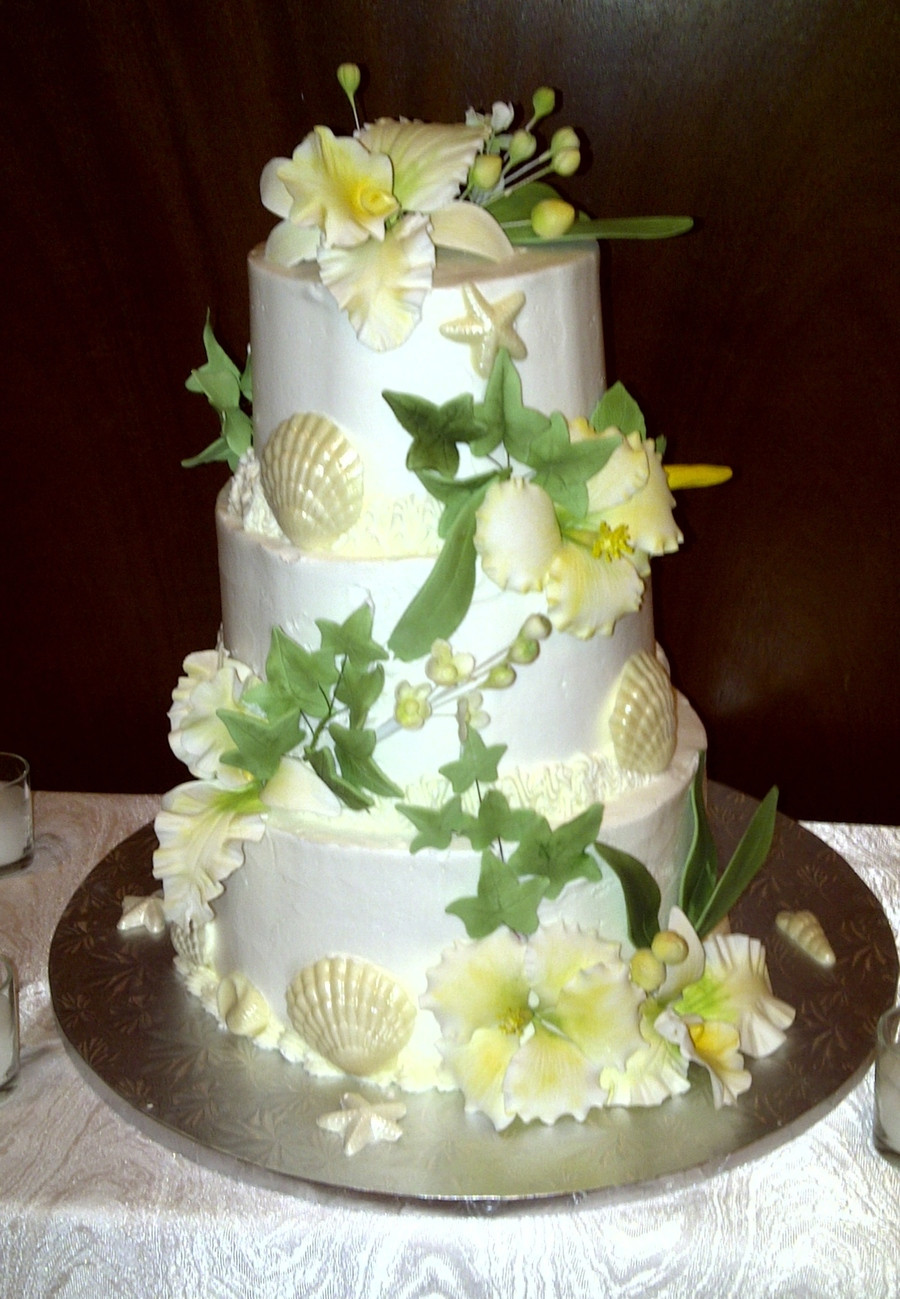 Wedding Cakes With Orchids
 Orchids & Hibiscus Wedding Cake CakeCentral
