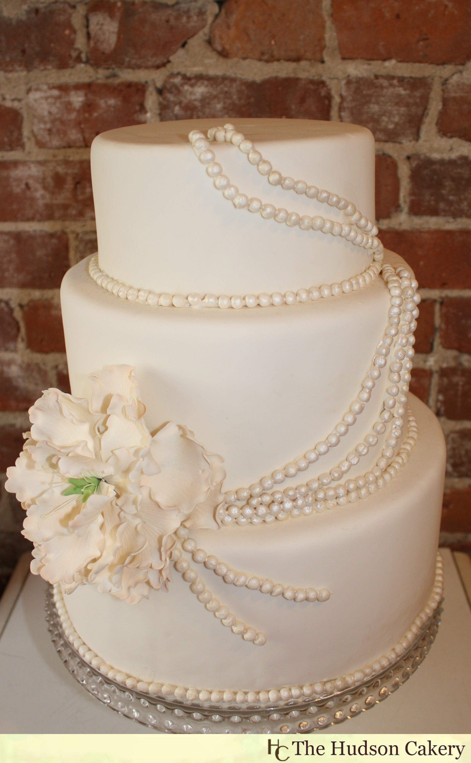 Wedding Cakes With Pearls
 Sugar Peony and Pearl Cake