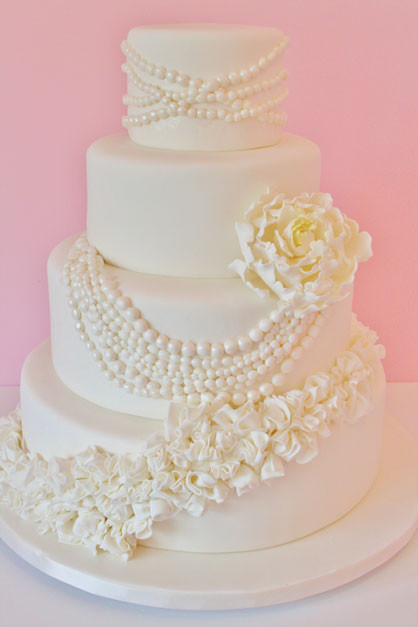 Wedding Cakes With Pearls
 Wedding Cakes NJ Pearls and Ruffles Custom Cakes