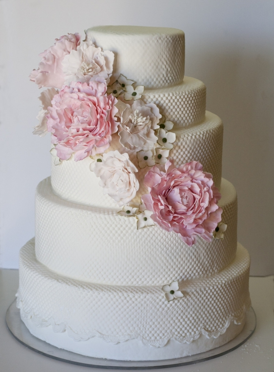 Wedding Cakes With Peonies
 Peony Lace Wedding Cake CakeCentral