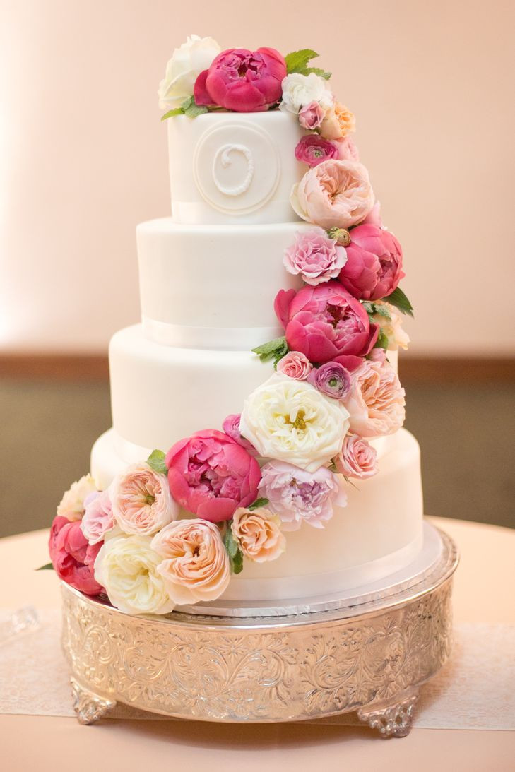 Wedding Cakes With Peonies
 Cascading Ranunculus and Peony Wedding Cake