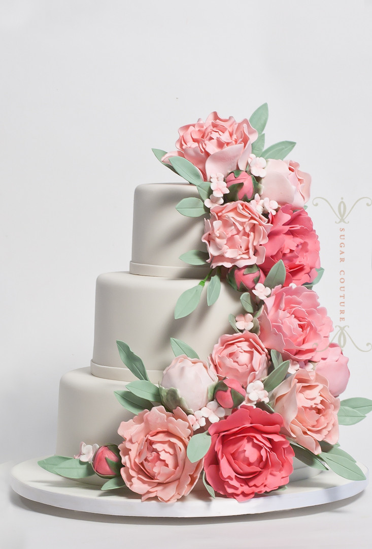 Wedding Cakes With Peonies
 Peony Wedding Cakes – Sugar Couture Specialty Cakes