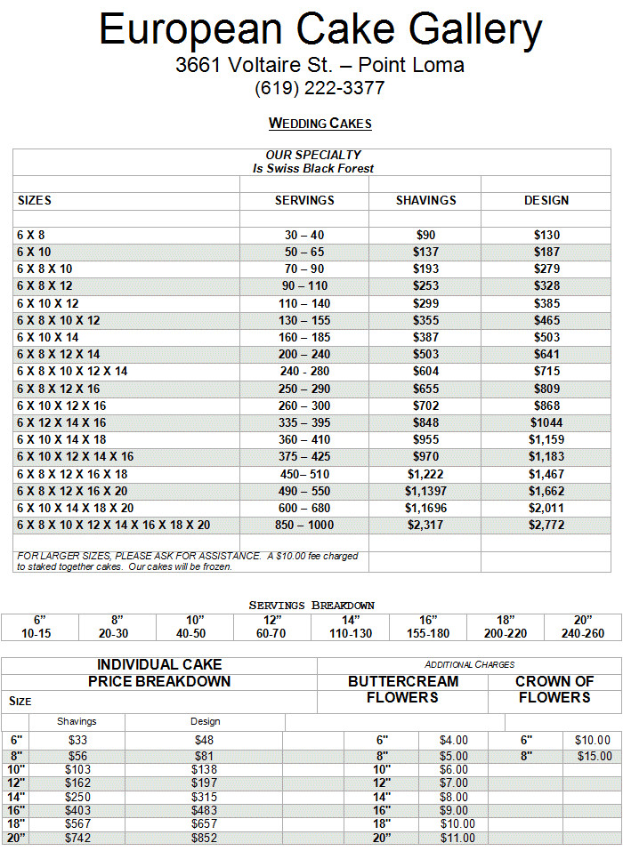 Wedding Cakes With Prices
 Image detail for Wedding Cake Prices and Sizes