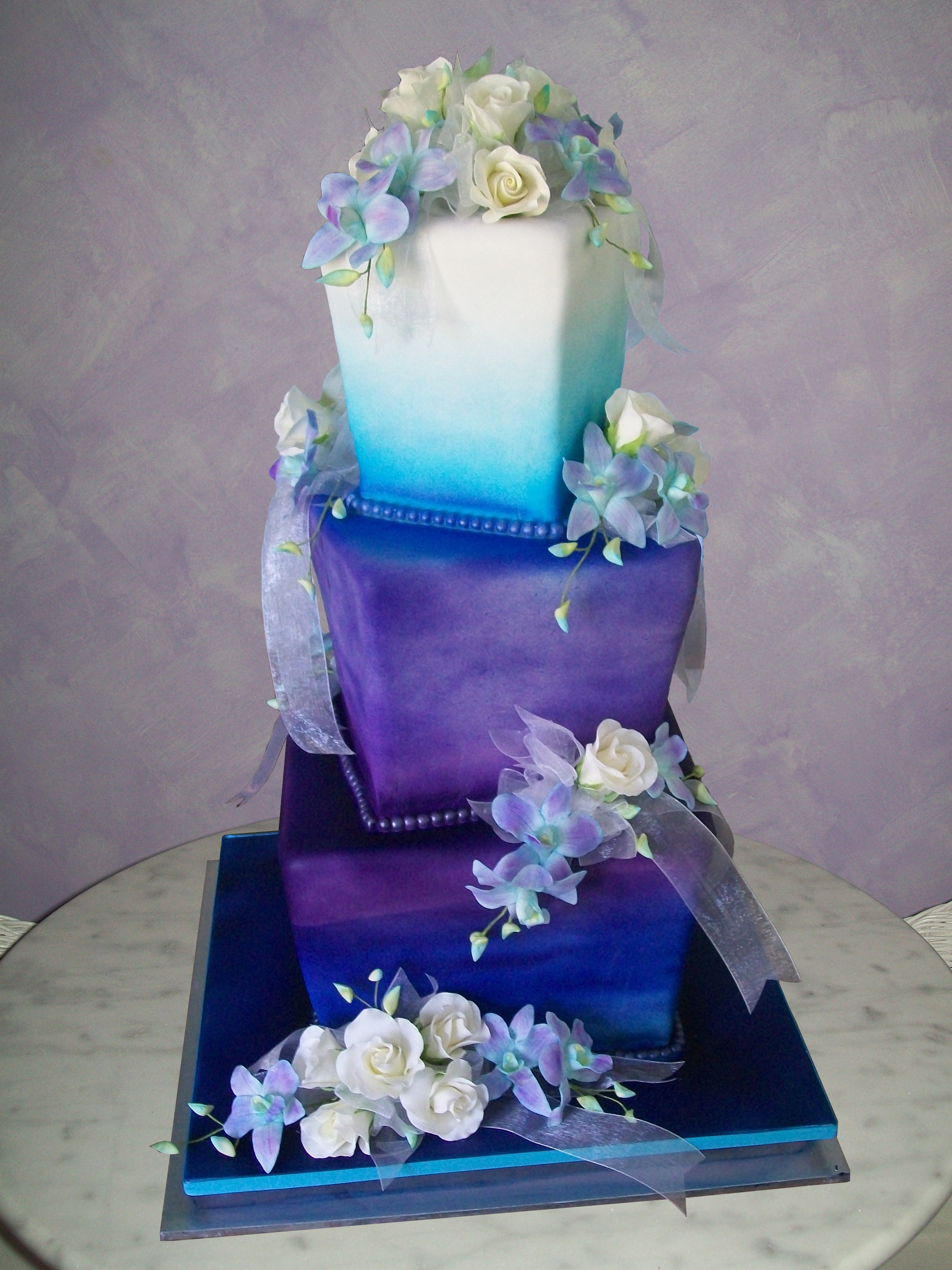 Wedding Cakes With Purple
 Purple and blue wedding cake