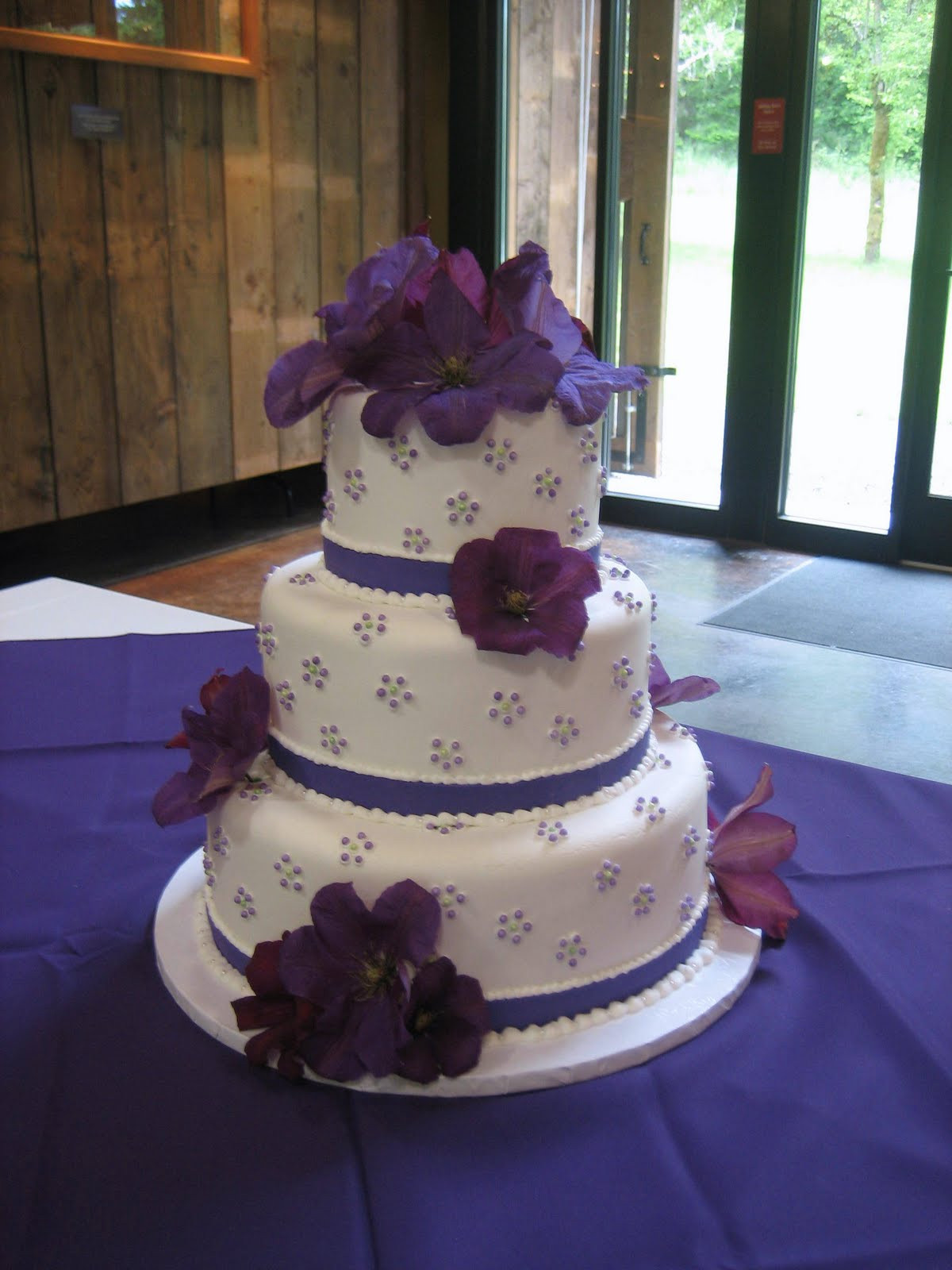 Wedding Cakes With Purple Flowers
 Jillicious Discoveries Three Purple Wedding Cakes